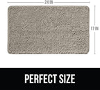 KANGAROO Bathroom Rugs, Chenille Soft Absorbent Bath Rug, Shaggy Shower Mat, Quick Dry Machine Wash Bathmat, Plush Carpet Mats for Tub, Bathtub and Room Home Decor Accessories, 24x17, Beige