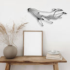 LIYOUYA Whale Metal Wall Decor - Ocean Life Art Room Decor Simple Line Black Wall Art Home Decor for Living Room, Bathroom, Bedroom, Dining Room (Black)