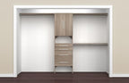 ClosetMaid SuiteSymphony Wood Closet Organizer Kit with Tower, 3 Hang Rods, Top Shelves, 4 Drawers, Doors, Adjustable, Fits Spaces 6 - 10 ft. Wide, Natural Grey