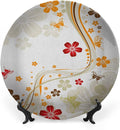 Ceramic Plates, Floral Decorative Ceramic Plates, Swirling Florets Fragrance Botanical Beauty with Wavy, 10 Inch, for Dining, Parties, Wedding, Multicolor