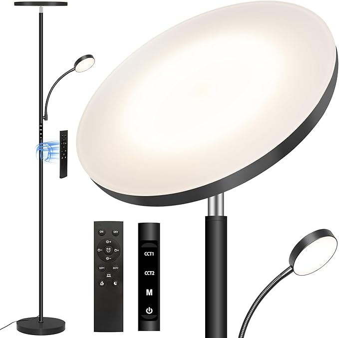 Floor Lamp-42W/4200LM Super Bright Floor Lamp,Dimmable 2-in-1 LED Floor Lamp for Bedroom,Torchiere Floor Lamps with Remote & Touch Control,69" Tall Standing Lamp for Living Room,Office,Reading