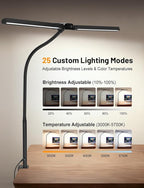 32.8'' Wide Desk Lamp with Clamp for Home Office, Eye-Caring LED Desk Lamp, Dimmable Table Clip Lamp for Dual Screen Computer Monitor, Adjustable Color Lighting Mode Computer Monitor Light