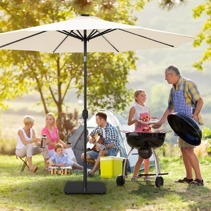 Sundale Outdoor Umbrella Base 40lbs with Stainless Steel Umbrella Tube, Heavy Duty Steel Umbrella Stand, Black