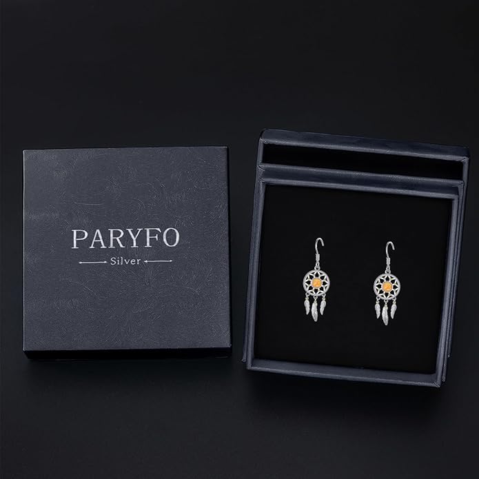 Dream Catcher Earrings for Women 925 Sterling Silver Western Earrings Dream Catcher Dangle Cowgirl Earrings Bohe Jewelry Gifts for Women