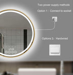 28 Inch Wall-Mounted Round Bathroom Mirror with LED-Lights - Frame Vanity Mirrors (28" x 28", Gold)
