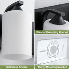Bathroom Vanity Light Fixtures,3-Light Matte Black Bathroom Lighting Fixtures Over Mirror with Milk White Glass Shades Modern Farmhouse Vanity Lights Wall Sconces