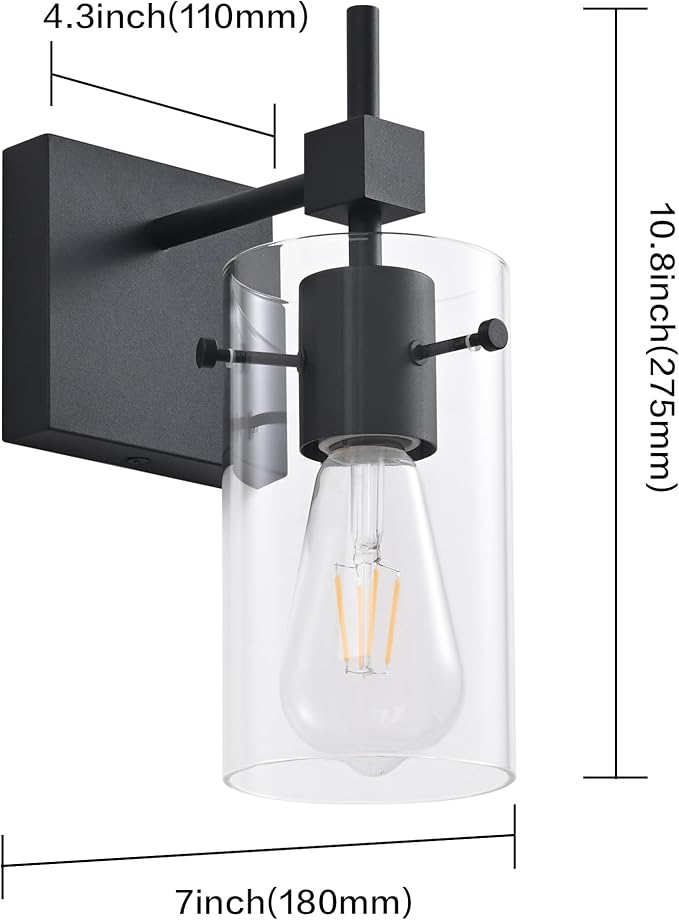 SOLFART 1 Light Vintage Vanity Light Bathroom Light Fixture Over Mirror Wall Sconces Black Bathroom Lighting