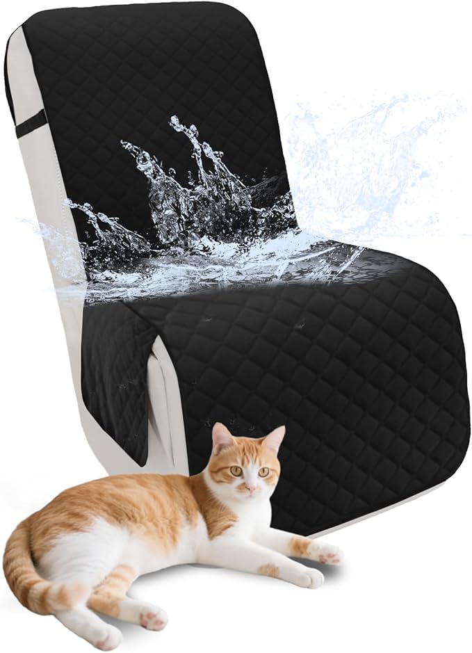 Recliner Sofa Covers 100% Waterproof Velvet L Shape Recliner Couch Covers for Dogs Pets Washable Anti Slip 1 Additional Couch Cover for Reclining Couch (Additional Seat, Black)