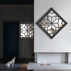 Wocred 2 PCS Square Wall Mirror,Gorgeous Rustic Farmhouse Accent Mirror,Black Entry Mirror for Bathroom Renovation,Bedrooms,Living Rooms and More(16”x16”)