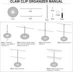 Metal Claw Clip Organizer, 2-Tier Hair Clip Holder Stand with Tray, Hair Clip Storage Display Rack with 20 Golden Rings, Hair Accessories Organizer Room Decor for Women and Girls