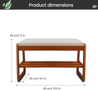Solid Wood Shoe Rack, 2 Tier Shoe Storage Bench with Cushion Seat, 6 Pair Shoe Organizer for Entryway, Small, Cherrywood, 24 Inch