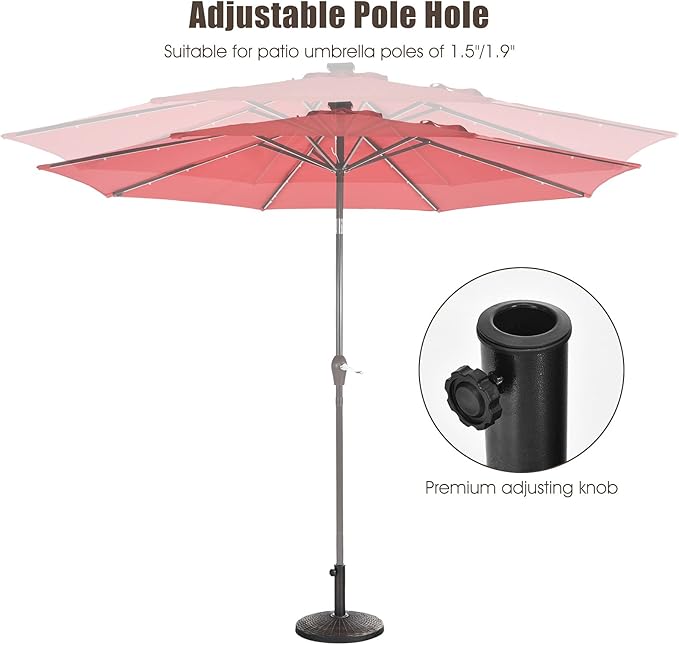 Tangkula 22 LBS Patio Umbrella Base, Round Outdoor Umbrella Stand W/Adjustable Knob, Rattan Pattern, All-Weather Umbrella Base Holder for Poolside, Yard, Street