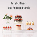 Acrylic Nesting Risers Display Stands Cube Boxes with Hollow Bottoms 6Pcs Clear Acrylic Boxes for Display (Clear)