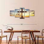 Elephant Stock Holy Cross Wall Art Multi Piece Canvas - 5 Panel Christian Pictures Decor - Digital Design Canvas Print - Christian Wall Decor - 74" X 34"