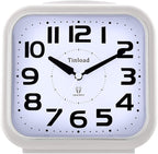 5.5" Large Analog Alarm Clock Silent Non Ticking, Gentle Wake, Beep Sounds, Increasing Volume, Battery Operated Snooze and Manual Light, Easy Set,White (Best for Elder)