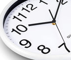 Bernhard Products White Wall Clocks Large 13 Inch, Silent Non Ticking 2 Pack, Quality Quartz Battery Operated Round Easy to Read Home/Office/Business/Classroom/School Clock, Black