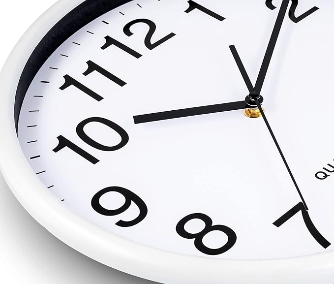 Bernhard Products White Wall Clocks Large 13 Inch, Silent Non Ticking 2 Pack, Quality Quartz Battery Operated Round Easy to Read Home/Office/Business/Classroom/School Clock, Black