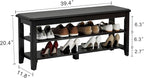AQIMUELE Wood Shoe Rack Bench for Entryway, 2 Tier Shoe Rack for Front Door Entrance, Shoe Bench with Shoe Storage for Entryway, Bedroom, 39.4"