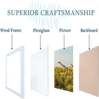 9 x 11 Picture Frame Set of 3, Poster Photo frame, Horizontal and Vertical Formats for Wall or Tabletop, 9 x 11 white Wooden Frame with Shatter Resistant Plexiglass, best gift