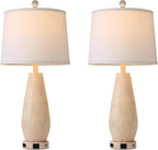 Farmhouse Table Lamps Set of 2 with USB C+A Ports and AC Outlet, 26.5" Cream Vintage Lamps for Bedroom Nightstand