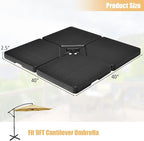Tangkula 4Pcs 13L 220 lbs Cantilever Offset Patio Umbrella Base, Water & Sand Filled Heavy Duty Outdoor Umbrella Base, Square Umbrella Base Plate Set with Easy-Fill Spouts, Black