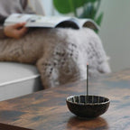 Asayu Japan Lotus Incense Holder for Sticks 4.1 inch (105mm), Traditional Made in Japan Ceramic Ash Catcher and Brass Incense Burner Set - Green Lotus