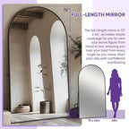 Full Length Mirror, 72"x44" Floor Mirror Freestanding, Oversized Floor Standing Mirror Full Body Mirrors with Stand for Bedroom, Hanging Mounted Mirrors for Living Room, Black, Arched