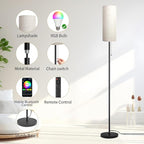Floor Lamp for Living Room, Modern Standing Lamps with Lampshade, Minimalist Tall Lamp with Chain Switch for Living Room, LED Bulb Included (Beige Shade-RGB Bulb)