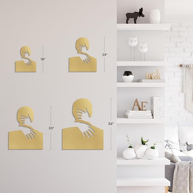 SIGNLEADER Metal Wall Art Decor Love Romance Minimalist Modern Abstract Wall Sculpture Hangings Home Decoration for Living Room, Bedroom, Bathroom, Kitchen, Outdoor - 30" Gold