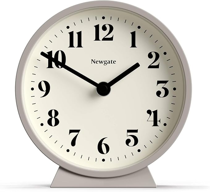 NEWGATE® Theatre Mantel Clock | Modern Classic Round Design | Stone | Contemporary Style for Desk, Table, Shelf or Bedside