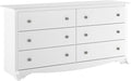Prepac Sonoma 6-Drawer Double Dresser for Bedroom, Wide Chest of Drawers, Traditional Bedroom Furniture, 59" wide x 17.5" deep x 29" tall, White
