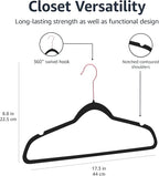 Amazon Basics Slim, Velvet, Non-Slip Suit Clothes Hangers, Black/Rose Gold - Pack of 100