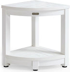 Corner Shower Stool for Inside Shower Waterproof, Poly Lumber Bathroom Shower Corner Bench Seat, Plastic Shower Chair Seat, Shower Shaving Foot Rest with Adjustable Feet, Non-Slip, White