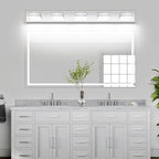 Bathroom Vanity Lighting Fixtures Over Mirror (5-Light, 40-Inch) Dimmable Modern LED Bathroom Wall Lighting Fixtures, Chrome(3000K/3500K/4000K/5000K/6000K)