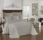 King Charles Modern Farmhouse Floral Matelasse Bedspread, 100% Cotton Breathable Bedding, Full/Queen, Grey