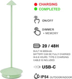 2-Pack 6000mAh Rechargeable Led Table Lamp Cordless,3000K-6000K Stepless Dimming Touch Lamps with Memory Function,IP54 Waterproof Aluminum Table Light for Outdoor/Bars/Restaurant/Patio(Green)