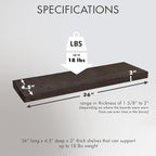 Urban Legacy Reclaimed Barnwood Planks | Floating Shelves for Wall w/Flush Mount Shelf Bracket Set Included | Set of 2 (Coffee Bean, 36"x 4.5"x 2")