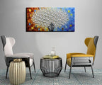 YaSheng Art- 3D Thick Texture White Floral Canvas Wall Art Oil Painting on Canvas Handmade Abstract Floral vase Artwork Home Modern bedroom Dining Room Office Decor Wall Art Ready to Hang 24x48