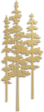Metal Wall Art Decor Forest Pine Trees Minimalist Iron Tree Design Modern Nature-Inspired Wall Sculpture Hangings Home Decoration for Living Room, Bedroom, Bathroom, Kitchen, Outdoor - 30" Gold