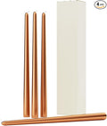 12-Inch Tall Dripless Taper Candles Set of 4 - Metallic Copper Tapered Candles, Perfect for Christmas - Smokeless, Unscented, Long Burning - Hand Poured, Colored Tall Candlesticks