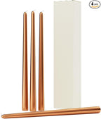12-Inch Tall Dripless Taper Candles Set of 4 - Metallic Copper Tapered Candles, Perfect for Christmas - Smokeless, Unscented, Long Burning - Hand Poured, Colored Tall Candlesticks