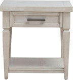 Liberty Furniture Caruso Heights Drawer End Table for Living Room - Whitestone Oak Wood