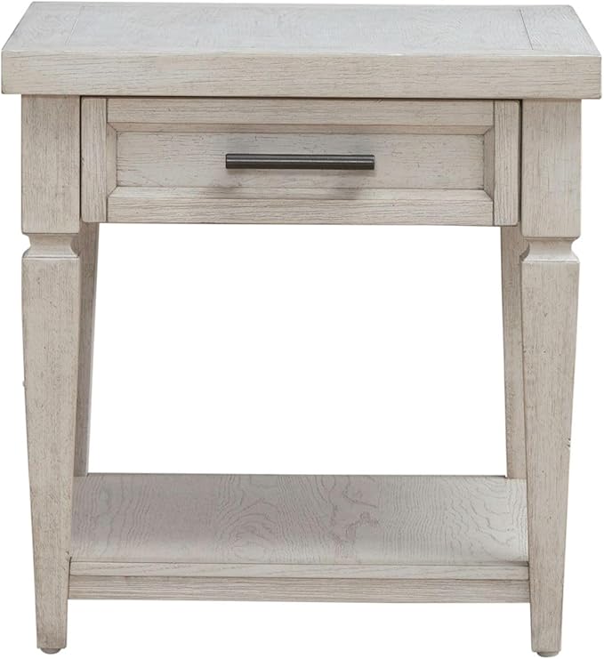 Liberty Furniture Caruso Heights Drawer End Table for Living Room - Whitestone Oak Wood