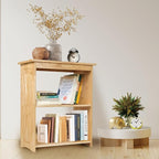 Natural Wood Bookshelf, 3 Tier Bookcase, Freestanding Display Storage Shelves Open Bookshelf for Bedroom, Living Room and Office (Brown, Open Table) (Natural, Table Open)