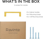 Ravinte 20 Pack Solid 3-1/2 Inch Kitchen Square Cabinet Handles Brushed Brass Cabinet Pulls Drawer Pulls Kitchen Cupboard Hardware Handles