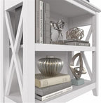 Bush Home Key West Small 2 Shelf Bookcase in Pure White Oak, Compact Home Organizer, Vertical Storage Solution, Bookshelf for Office or Living Room
