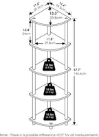Furinno Turn-N-Tube Corner Shelf, 5-Tier Corner Bookshelf, Open Storage Shelves, for Organization and Storage, Living Room, Home Office, Garage, Bedroom, White