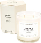 Calyan Wax Co. Cedar & Tobacco 2 Wick Scented Candle - 37 Hour Burn - Luxury Non Toxic Soy Wax Candles - Long Lasting Large Glass Jar Candle for Home - 8.8oz