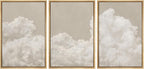MUDECOR Framed Wall Art Print Set Serene Sky Filled with Fluffy Clouds Illustrations Modern Art Decorative Colorful Chic for Living Room, Bedroom, Office - 24"x36"x3 Natural