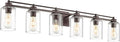 HWH Bathroom Lighting Fixtures Over Mirror 6 Light Oil-Rubbed Bronze Wall Vanity Lights with Clear Glass Shade, 5HLT63B-6W ORB